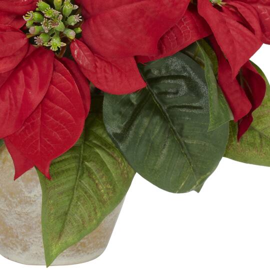 13" Potted Poinsettia with Ceramic Vase